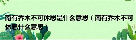 男生对你说南有乔木不可休思，深情、思念、真心
