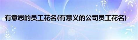 有意义的男员工花名，意义、影响、选择